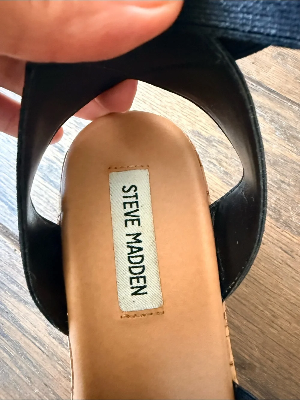 Steve Madden Black Elastic Cork Platform Sandals
